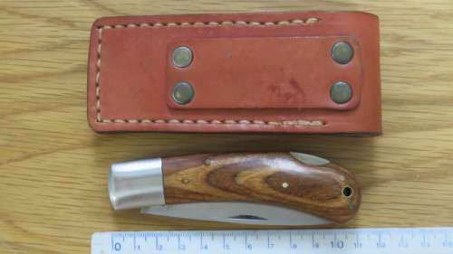 Superb Vintage Lakota Rostfrei #26681 Pocket Folding Knife With Leather Pouch L: 10 cm