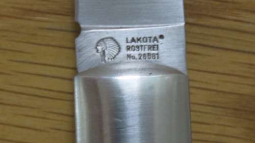 Superb Vintage Lakota Rostfrei #26681 Pocket Folding Knife With Leather Pouch L: 10 cm