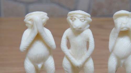 Cute Vintage Four Wise Monkeys on Stand Ornament Made in Italy L: 10 cm
