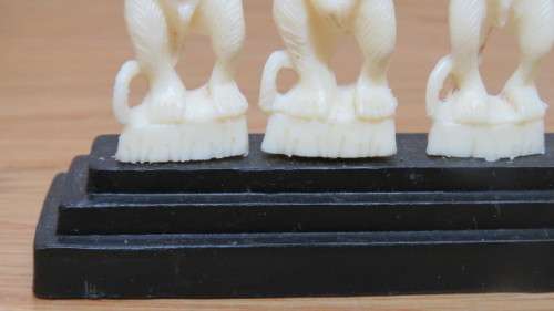 Cute Vintage Four Wise Monkeys on Stand Ornament Made in Italy L: 10 cm