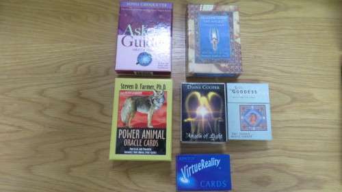 Collection of Six Boxes of Various Oracle/Tarot Cards. Details in Description.