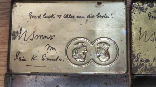 Two Wonderful Collectible Vintage WW2 Kersfees/Christmas Cigarette Tins 11,3 x 7 x 2 cm