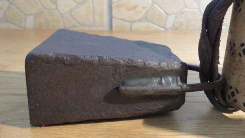Interesting Vintage Iron Goat Bell With Decorative Wooden Collar 18 x 12 cm
