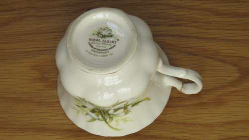 Vintage Royal Albert Bone China Flower of the Month Series (January) `Snowdrop` Teacup and Saucer