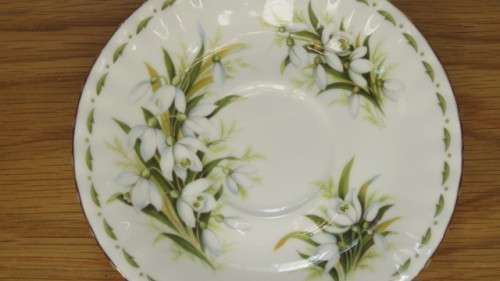 Vintage Royal Albert Bone China Flower of the Month Series (January) `Snowdrop` Teacup and Saucer