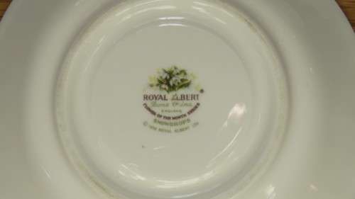 Vintage Royal Albert Bone China Flower of the Month Series (January) `Snowdrop` Teacup and Saucer