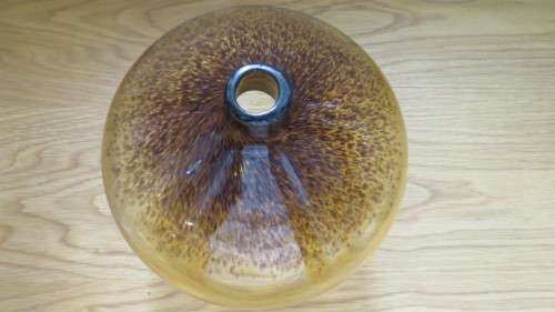 Beautiful Vintage Amber Glass Balloon Vase With Speckled Swirl Pattern H: 27 cm