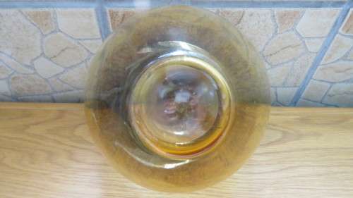 Beautiful Vintage Amber Glass Balloon Vase With Speckled Swirl Pattern H: 27 cm