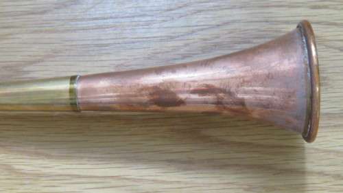 Interesting Quality Well Made Vintage Copper and Brass Hunting Horn No Makers Mark L, 22 cm