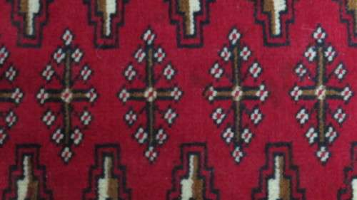 Beautiful Turkaman Geometric Pattern Red Rug 101 x 51,5 cm