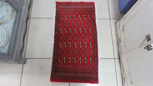 Beautiful Turkaman Geometric Pattern Red Rug 101 x 51,5 cm
