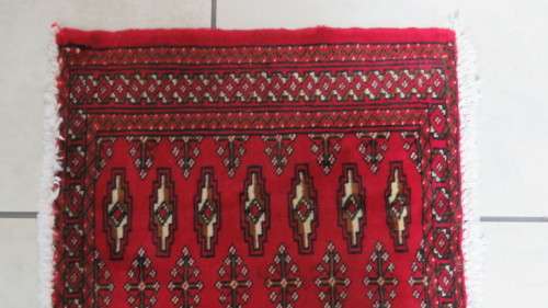 Beautiful Turkaman Geometric Pattern Red Rug 101 x 51,5 cm