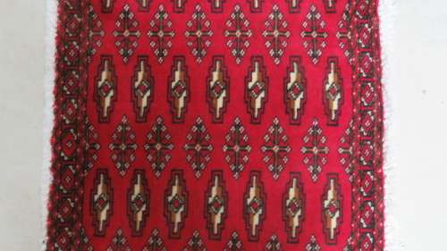 Beautiful Turkaman Geometric Pattern Red Rug 101 x 51,5 cm
