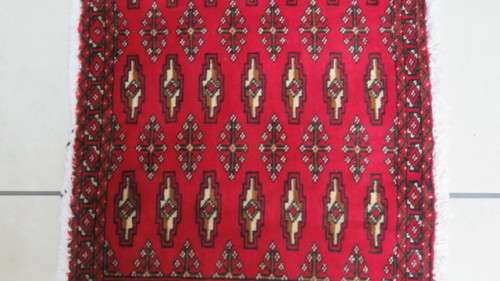 Beautiful Turkaman Geometric Pattern Red Rug 101 x 51,5 cm