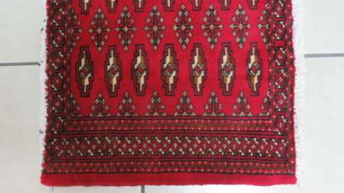 Beautiful Turkaman Geometric Pattern Red Rug 101 x 51,5 cm