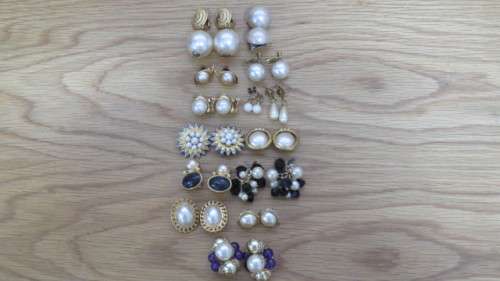 Collection of Fourteen Vintage Pairs of Stud/ Clip On/ Screw On Earrings. Details in Description
