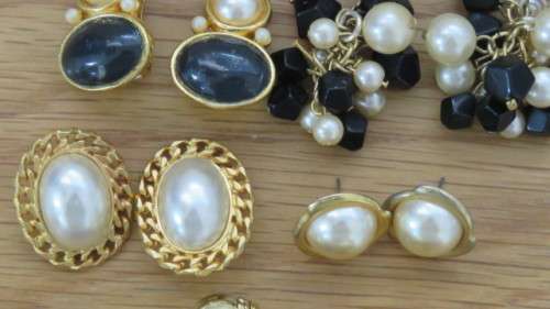 Collection of Fourteen Vintage Pairs of Stud/ Clip On/ Screw On Earrings. Details in Description