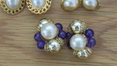 Collection of Fourteen Vintage Pairs of Stud/ Clip On/ Screw On Earrings. Details in Description