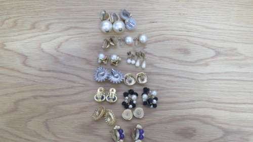 Collection of Fourteen Vintage Pairs of Stud/ Clip On/ Screw On Earrings. Details in Description