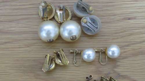 Collection of Fourteen Vintage Pairs of Stud/ Clip On/ Screw On Earrings. Details in Description