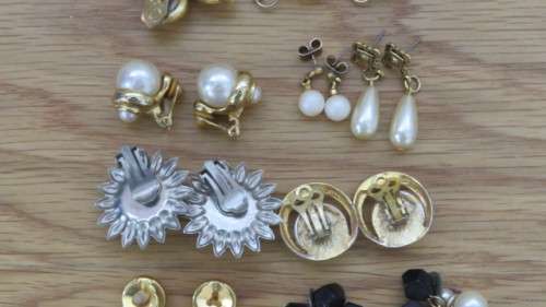 Collection of Fourteen Vintage Pairs of Stud/ Clip On/ Screw On Earrings. Details in Description
