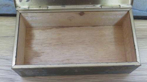 Gorgeous Vintage Grammes Inc. Green/ Gold Etched Metal Lined Wooden Trinket Box 16,3 x 8,7 x 5,5 cm