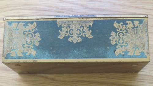 Gorgeous Vintage Grammes Inc. Green/ Gold Etched Metal Lined Wooden Trinket Box 16,3 x 8,7 x 5,5 cm