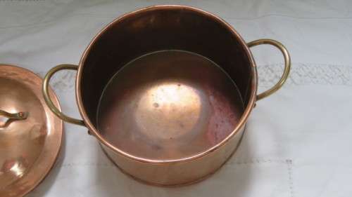 Stunning Vintage Copper and Brass Cooking Pot With Lid 15 x 8,5 cm
