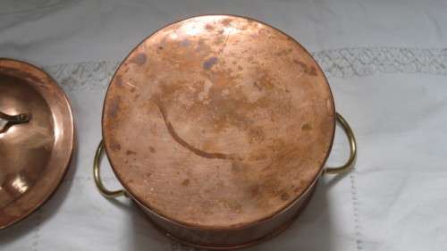 Stunning Vintage Copper and Brass Cooking Pot With Lid 15 x 8,5 cm