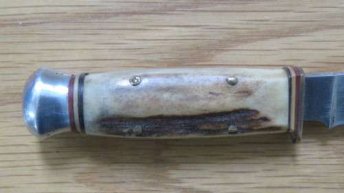 Fantastic Vintage FR. Plucker Jr. Solingen Rostfrei Hunting Knife Stag Handle L: 17,5 cm