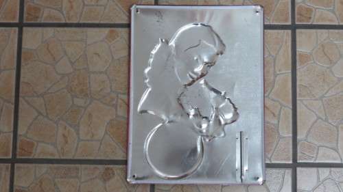 Vintage `Have a Coke` Coca-Cola Pressed Tin Sign With Temperature Gauge 1940s Lady 30 x 40 cm