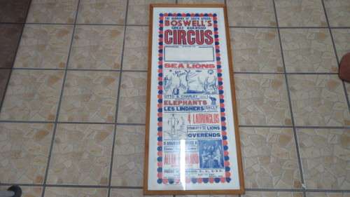 Vintage `Boswell`s Great Railroad Circus` Framed Advertising Poster COURIER ONLY 109,5 x 47,5 cm