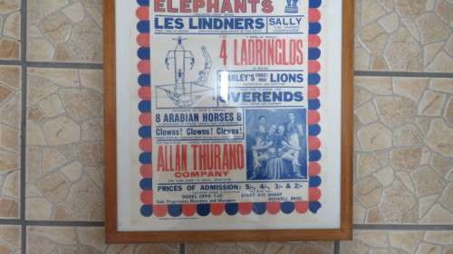 Vintage `Boswell`s Great Railroad Circus` Framed Advertising Poster COURIER ONLY 109,5 x 47,5 cm
