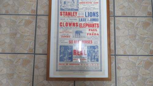 Vintage `Boswell`s 1938 Circus and Animal Arena` Framed Advertising Poster COURIER ONLY