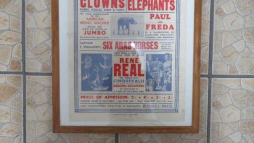 Vintage `Boswell`s 1938 Circus and Animal Arena` Framed Advertising Poster COURIER ONLY