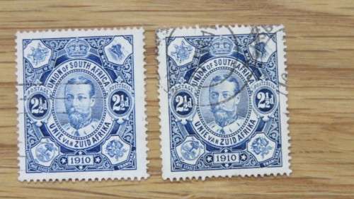 Two 1910 Union of South Africa `Opening of Union Parliament` Series 2 1/2d Stamps SOLD AS IS