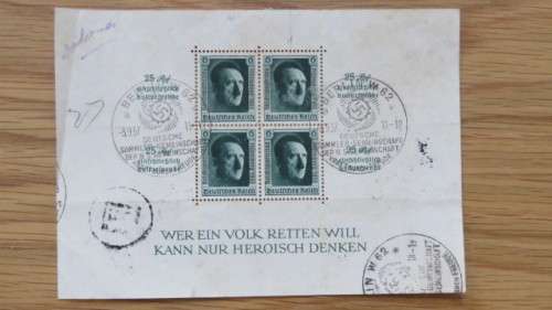 Germany 1937 Hitler Birthday Sheet of Stamps With Commemorative Cancel SOLD AS IS