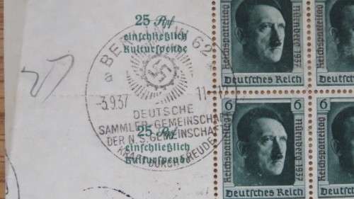 Germany 1937 Hitler Birthday Sheet of Stamps With Commemorative Cancel SOLD AS IS