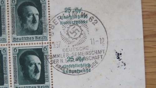 Germany 1937 Hitler Birthday Sheet of Stamps With Commemorative Cancel SOLD AS IS