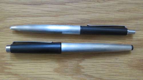 Lovely Vintage Lamy 25 PW Fountain Pen and Lamy 225W Ballpoint Pen in Leather Holder SOLD AS IS