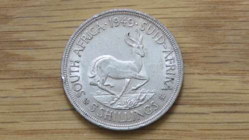 Union of South Africa Silver 1949 Five Shillings Coin 28.3 g