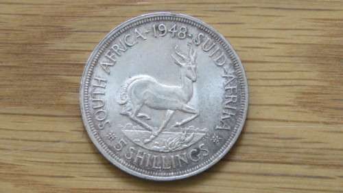Union of South Africa Silver 1948 Five Shillings Coin 28.4 g