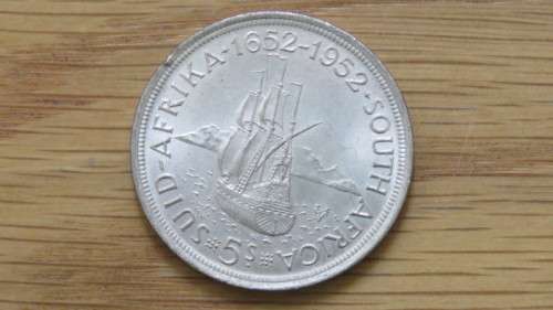Union of South Africa Silver 1952 Five Shillings Coin 28.3 g