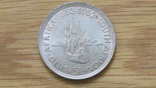 Union of South Africa Silver 1952 Five Shillings Coin 28.3 g