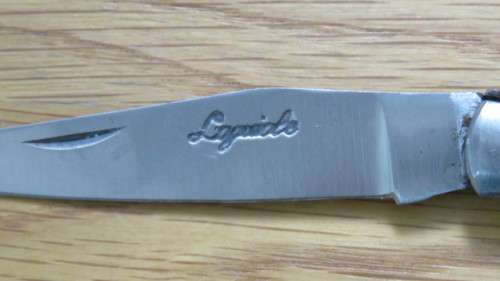 Superb Vintage `Laguiole` Folding Knife With Blue Stained Wood Handle L: 20,2 cm