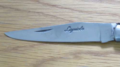 Superb Vintage `Laguiole` Folding Knife With Blue Stained Wood Handle L: 20,2 cm
