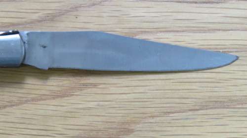 Superb Vintage `Laguiole` Folding Knife With Blue Stained Wood Handle L: 20,2 cm