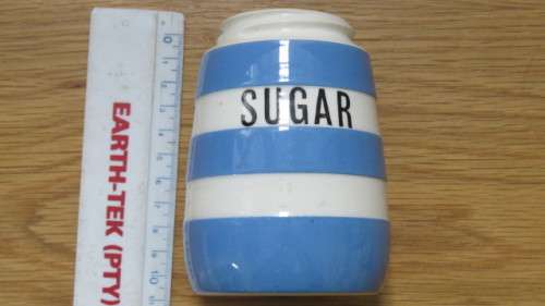 Vintage Staffordshire Chef Ware Blue and White Plate Cornish Kitchen Ware Salt and Sugar Pots