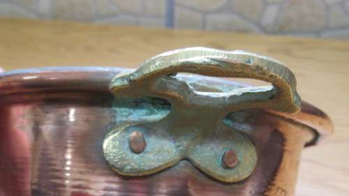 Wonderful Vintage Copper 6-Egg Poacher/Escargot Pan With Brass Handles D: 16 cm H: 5 cm