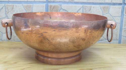 Beautiful Vintage De Klerk Original Copper Display Bowl With Side Drop Handles D: 26 cm H: 12 cm